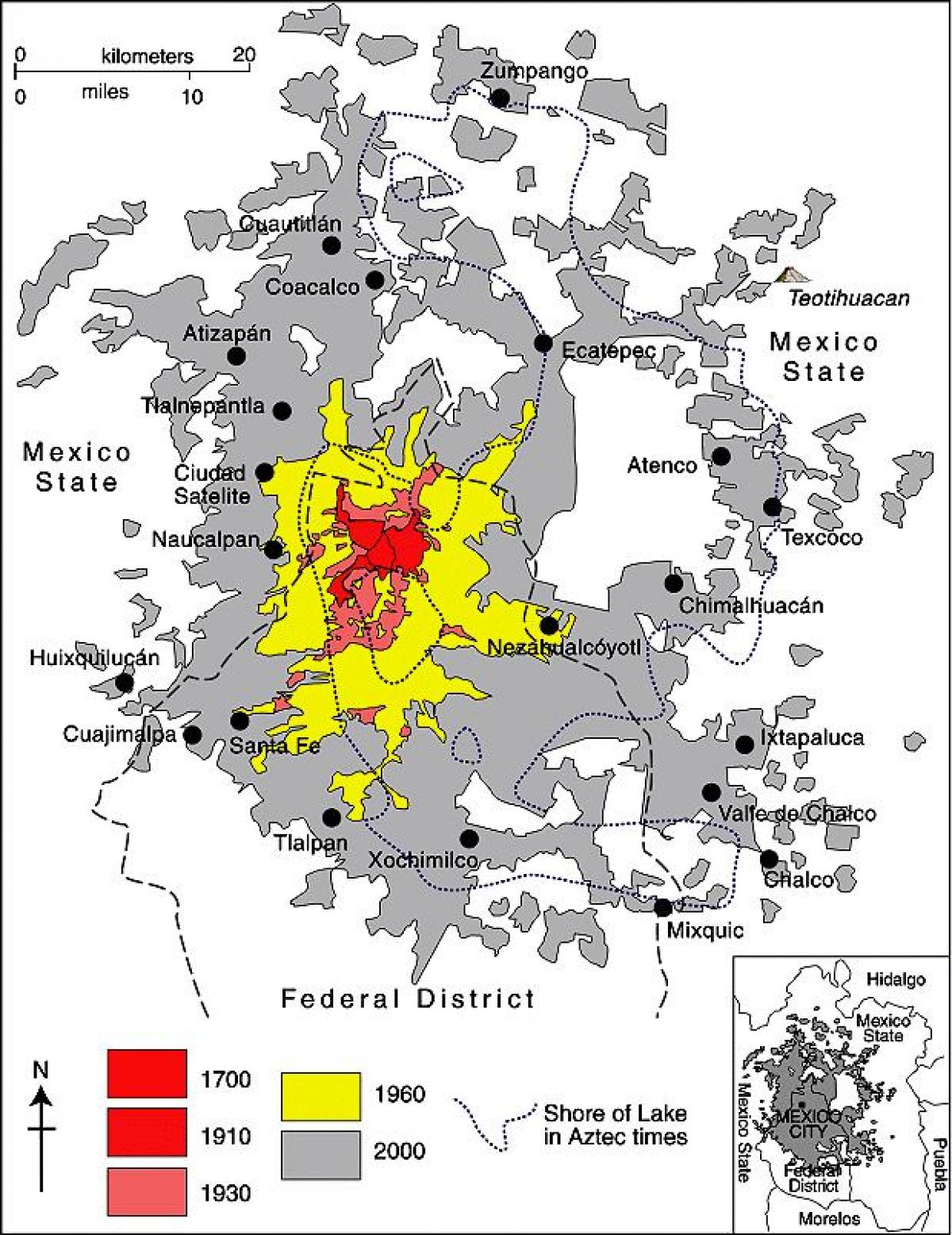 mapa Meksiko Cityu