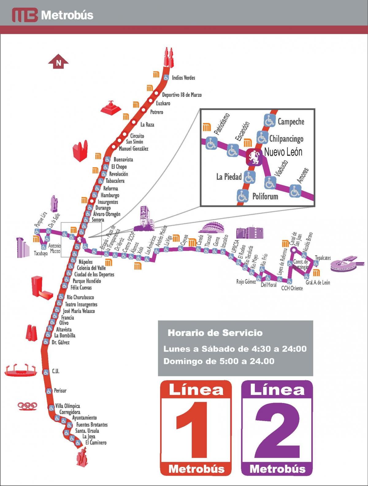 mapa metrobus Mexico City
