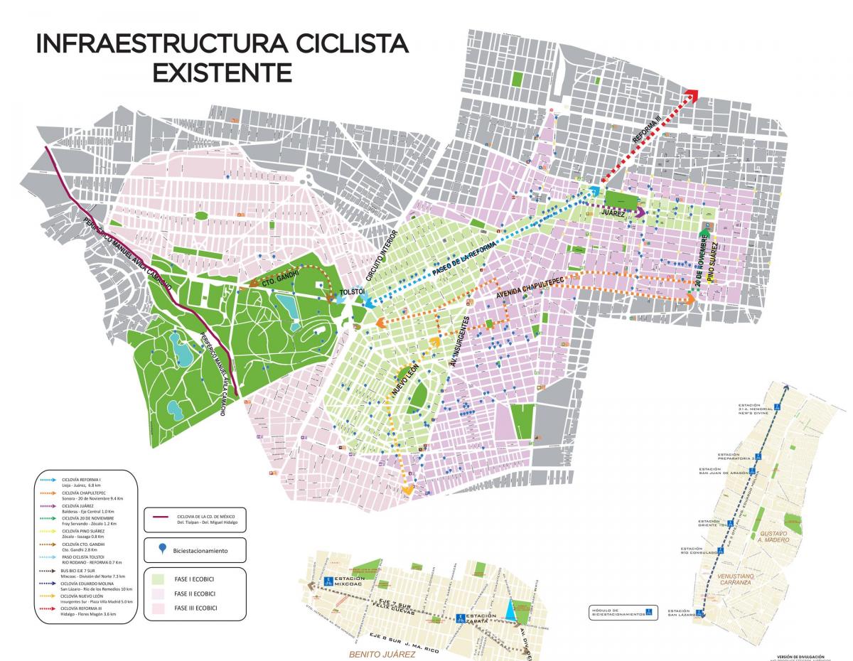 mapa Mexico City bicikl