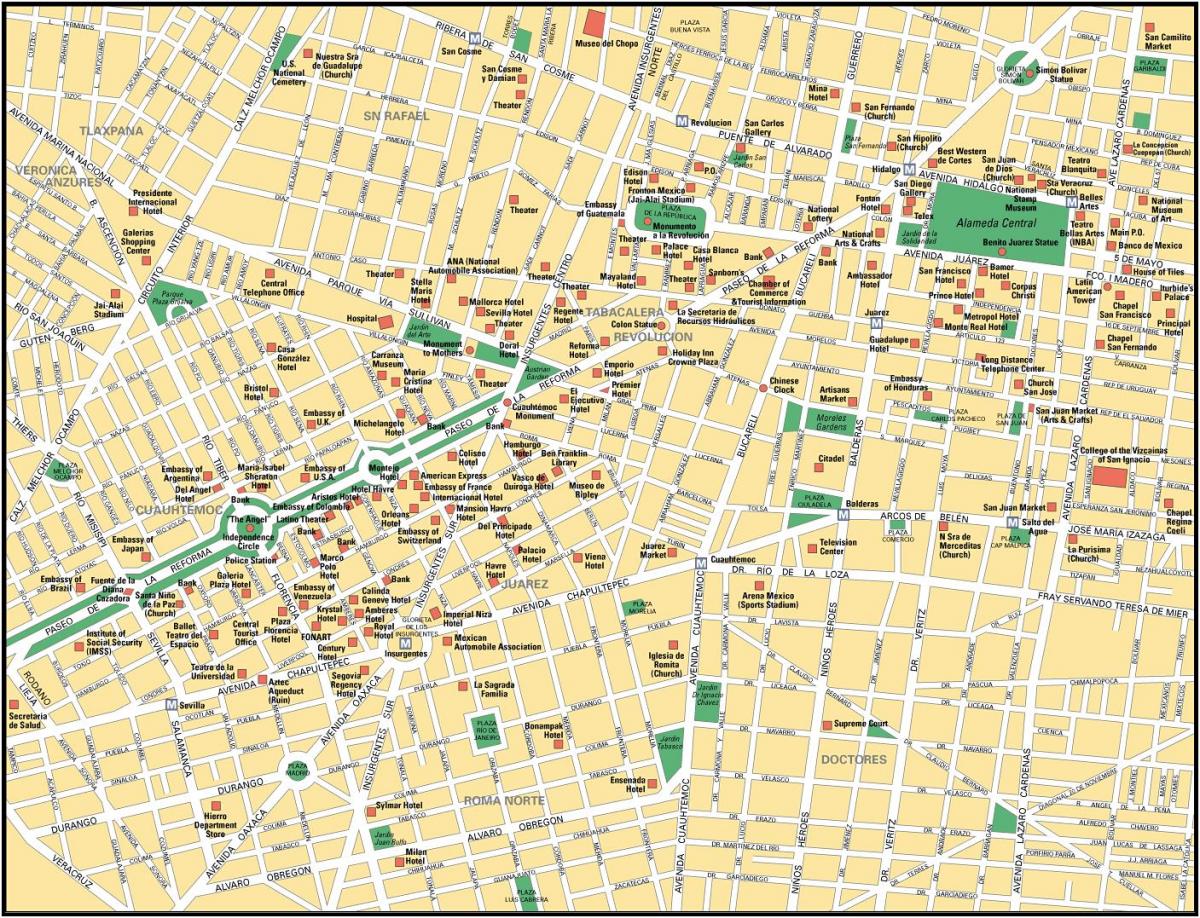 mapa Mexico City razgledanje