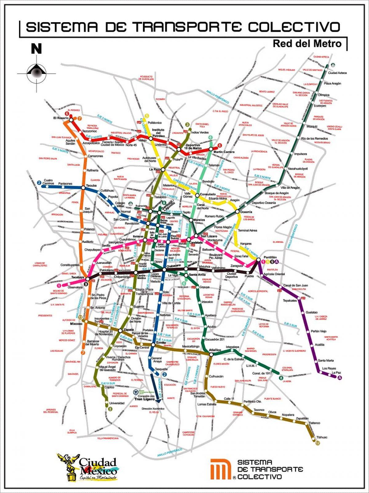 mapa Mexico City tranzitna