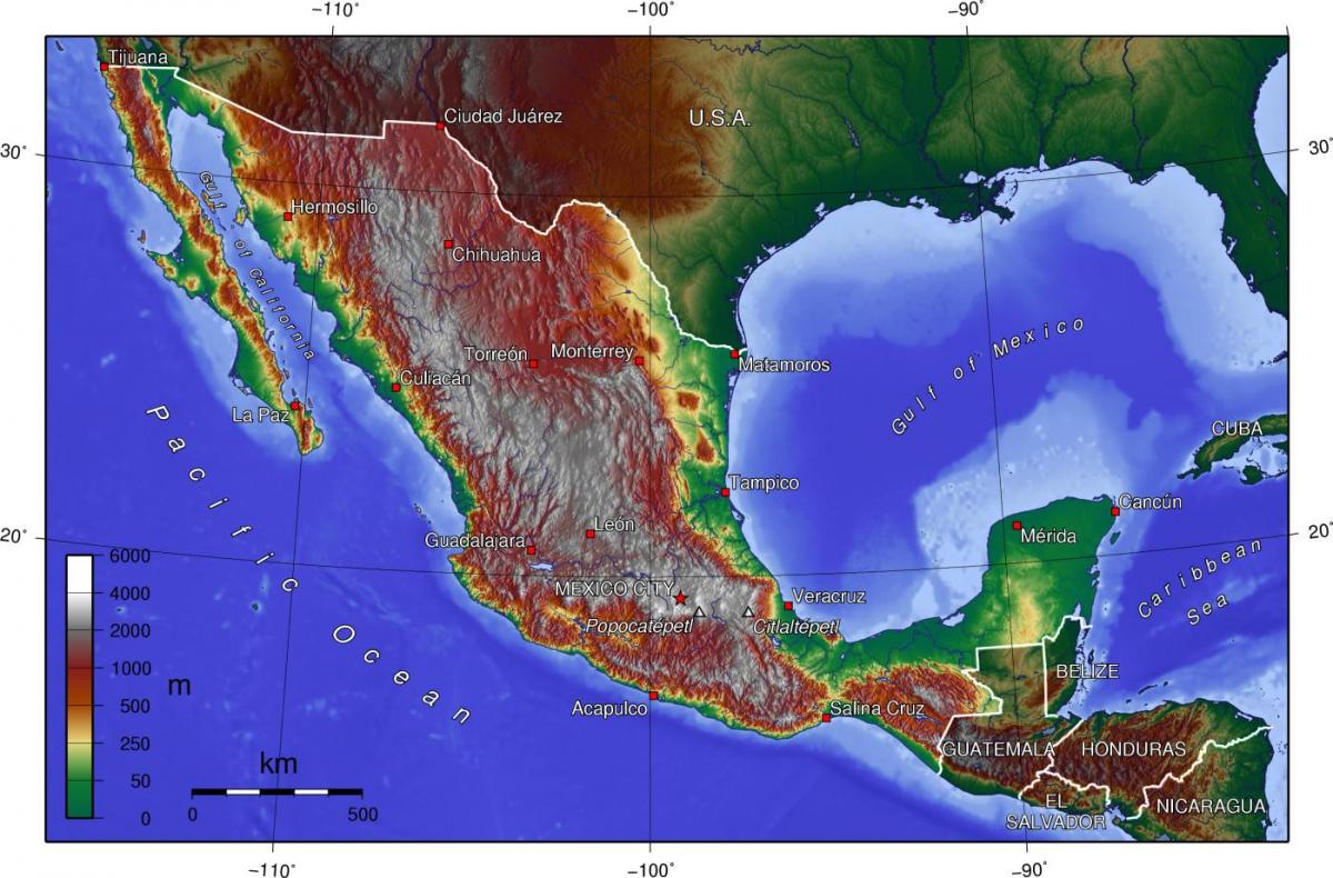 Mexico City topografske mapu