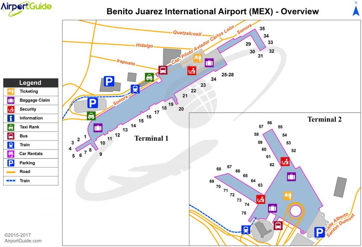 Mexico City aerodrom vrata mapu