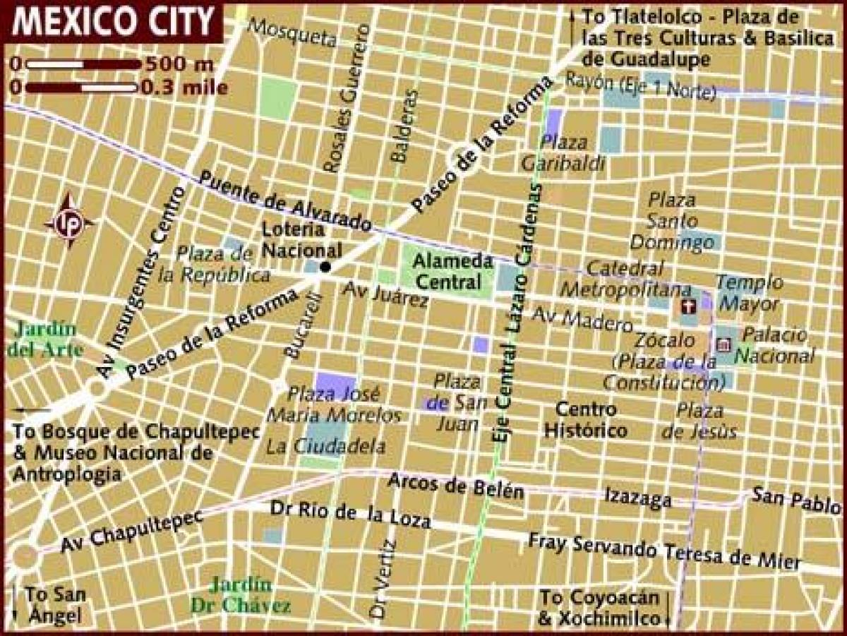 centro historico Mexico City mapu